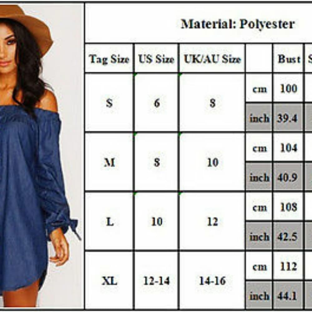 Beautiful Off Shoulder Denim Dress - Thumbnail 4