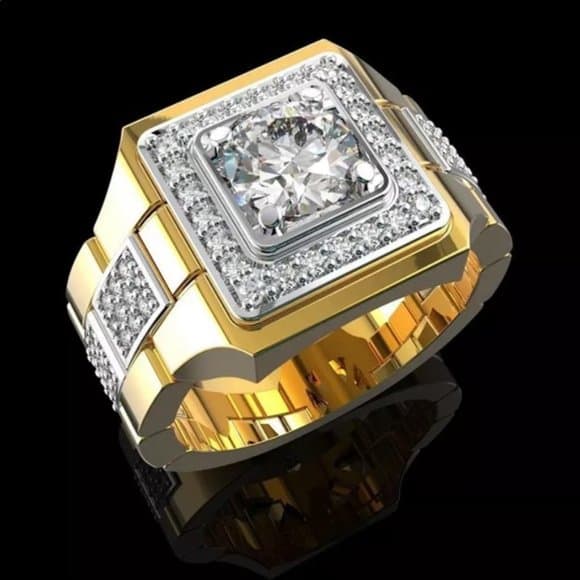 Men’s icy flashy bling rock ring two tone Brand New!! - Thumbnail 3