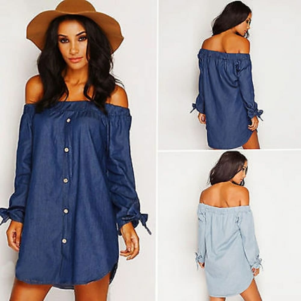 Beautiful Off Shoulder Denim Dress