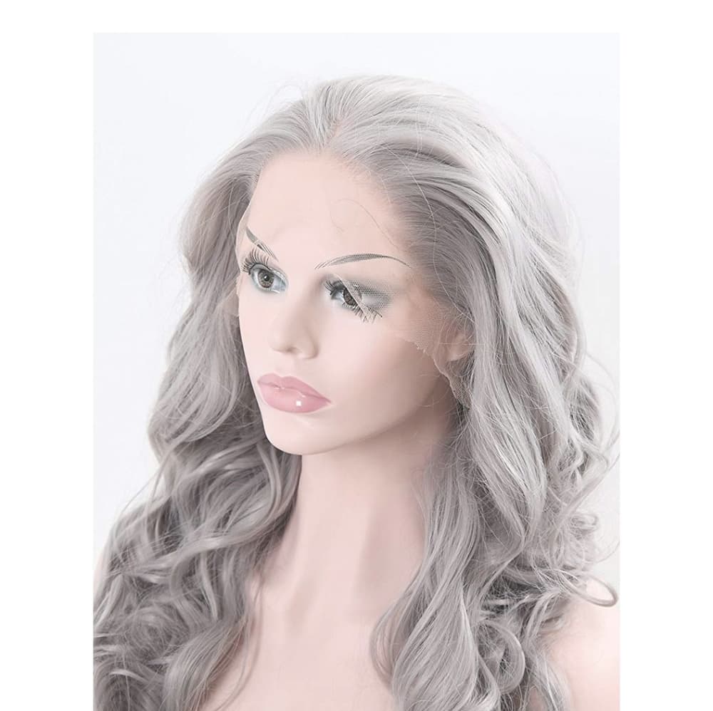 Silver Gray White Lace Front Wig 24-26 inches - Thumbnail 2