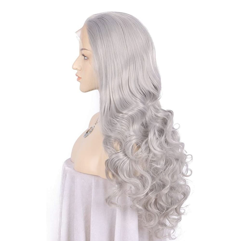 Silver Gray White Lace Front Wig 24-26 inches - Thumbnail 6