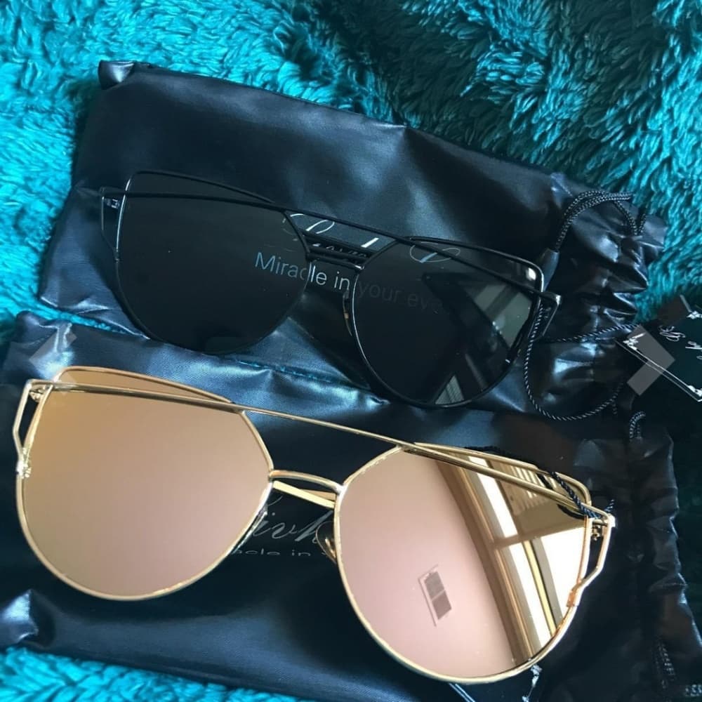 Gold Pink Black Black Gray Sunglasses - Thumbnail 3