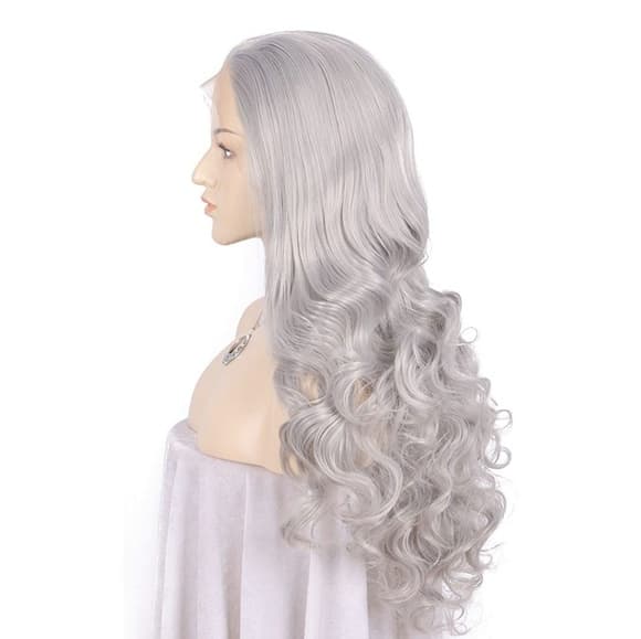 Silver Gray White Lace Front Wig 24-26 inches - Thumbnail 7