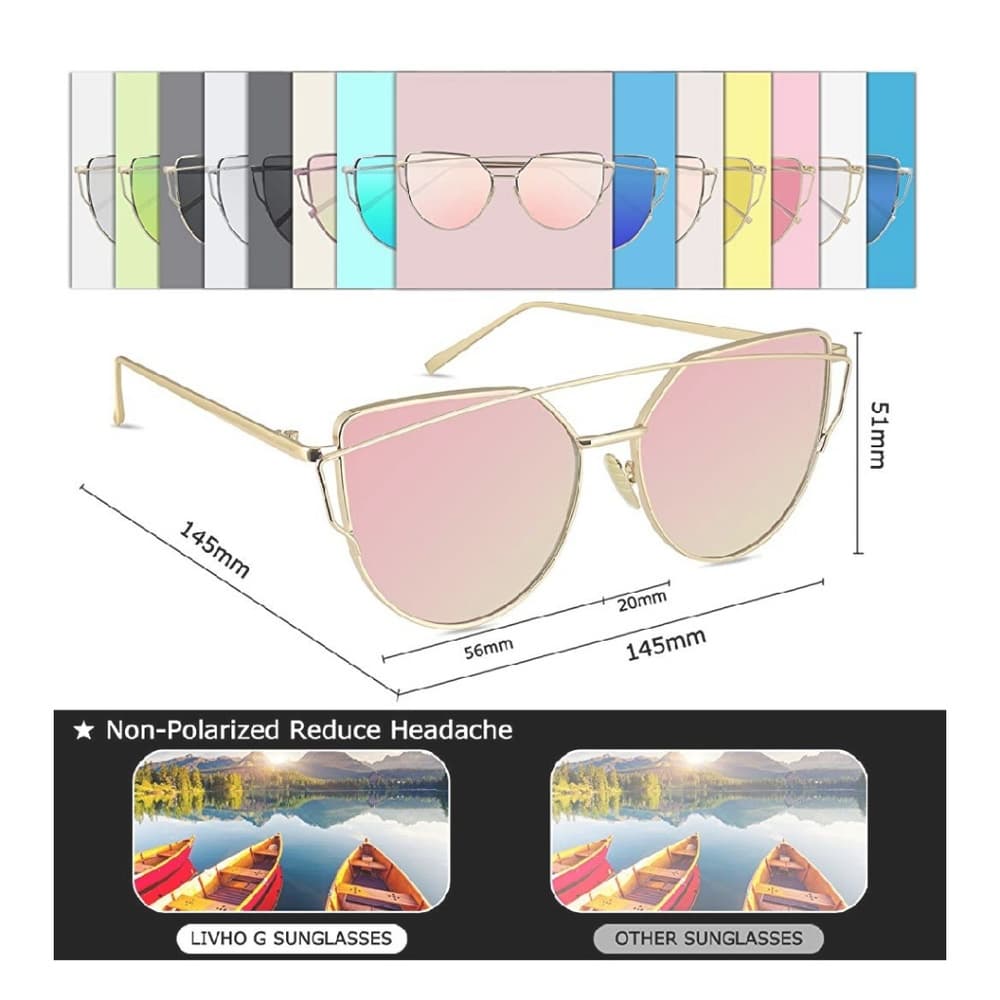 Gold Pink Black Black Gray Sunglasses - Thumbnail 6