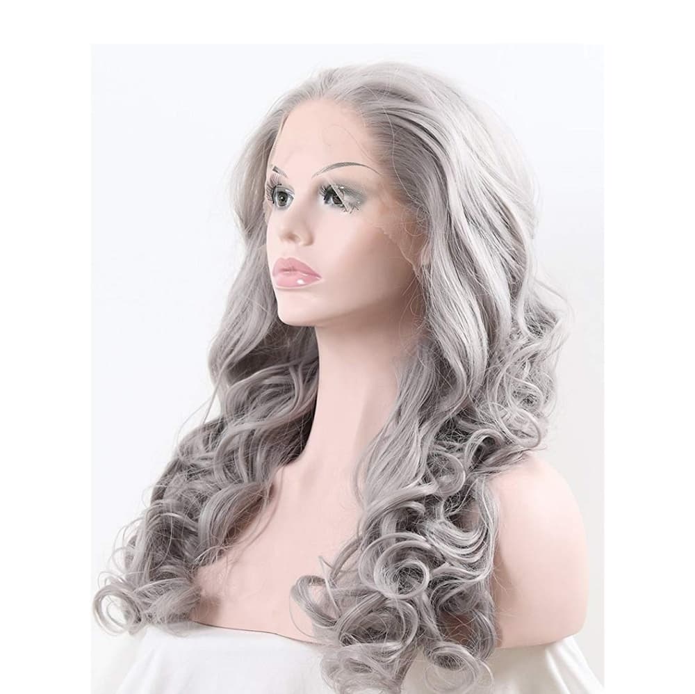 Silver Gray White Lace Front Wig 24-26 inches - Thumbnail 4