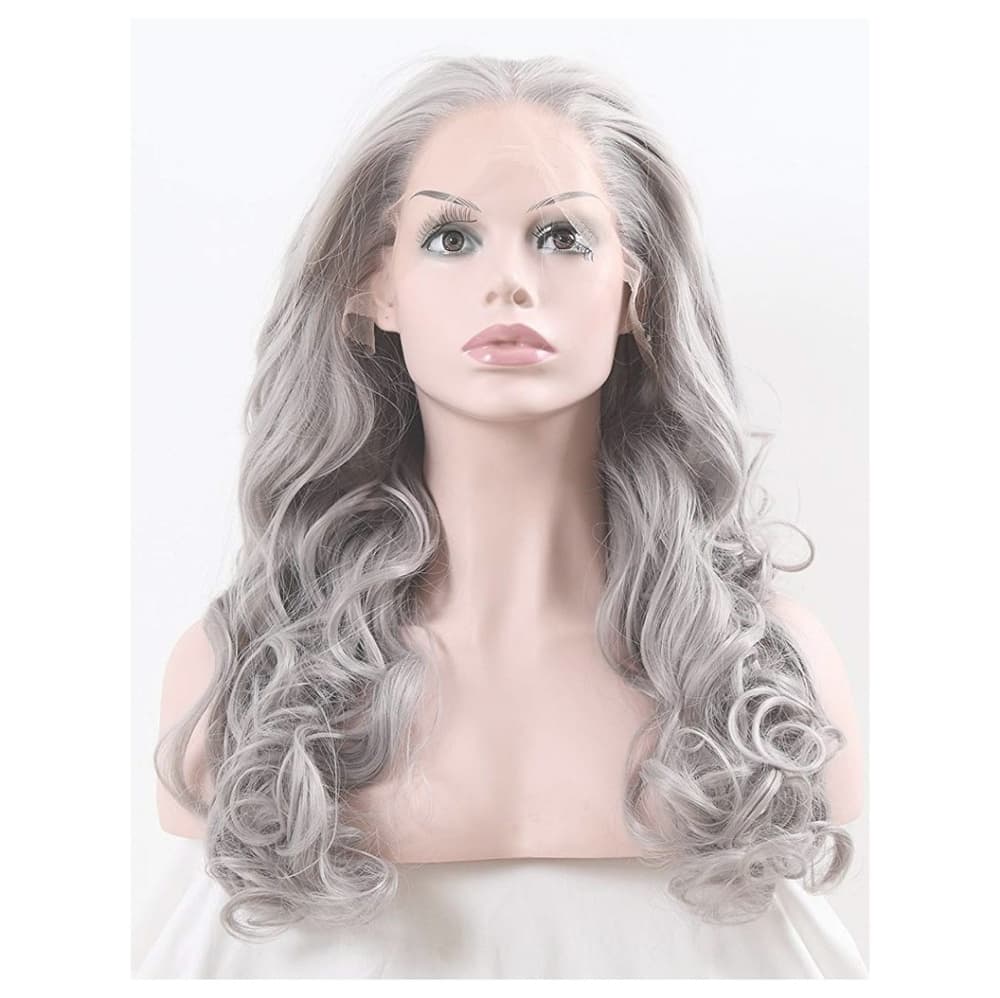 Silver Gray White Lace Front Wig 24-26 inches - Thumbnail 3