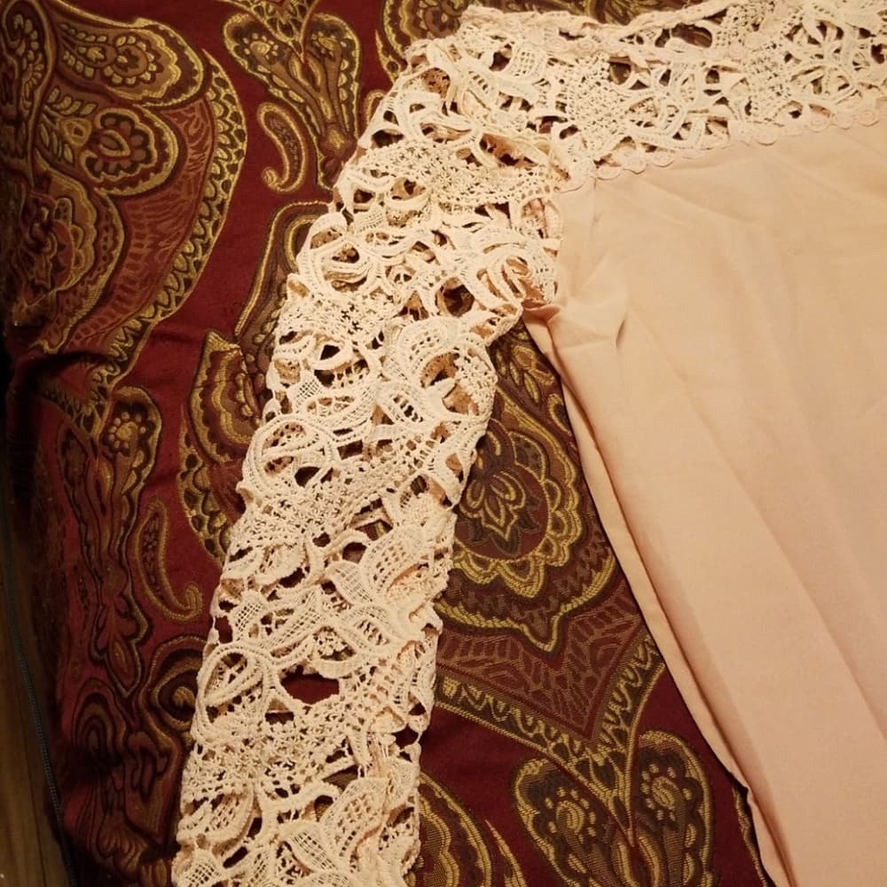 Women Peach Lace Casual Panel Longsleeve Blouse - Thumbnail 5