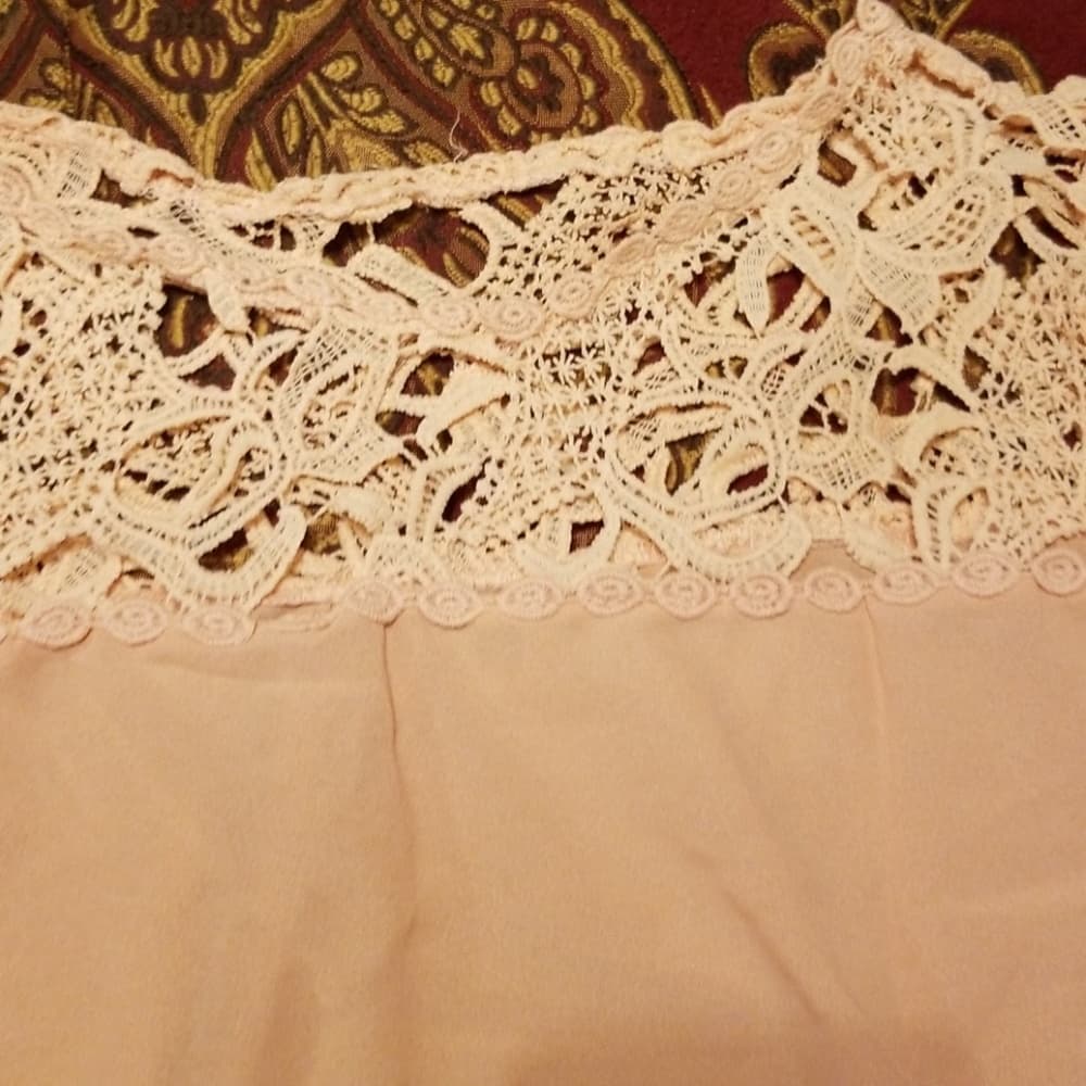 Women Peach Lace Casual Panel Longsleeve Blouse - Thumbnail 6