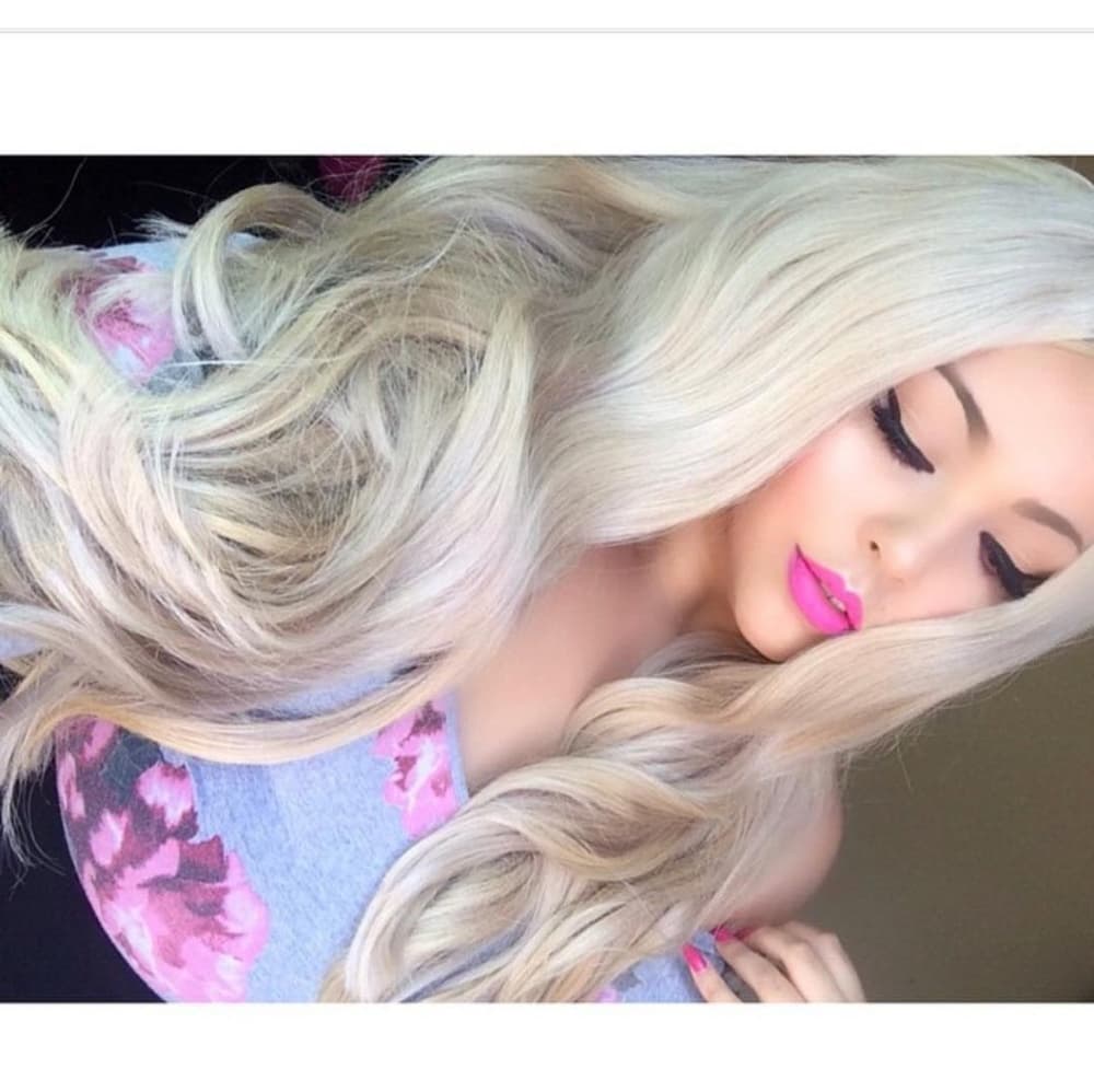 White Blonde Wavy Lace Front Wig