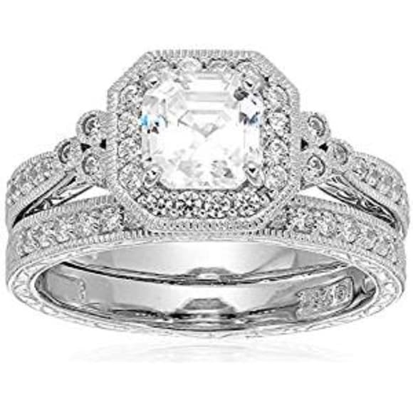 Platimun Plated Sterling Silver Ring - Thumbnail 2
