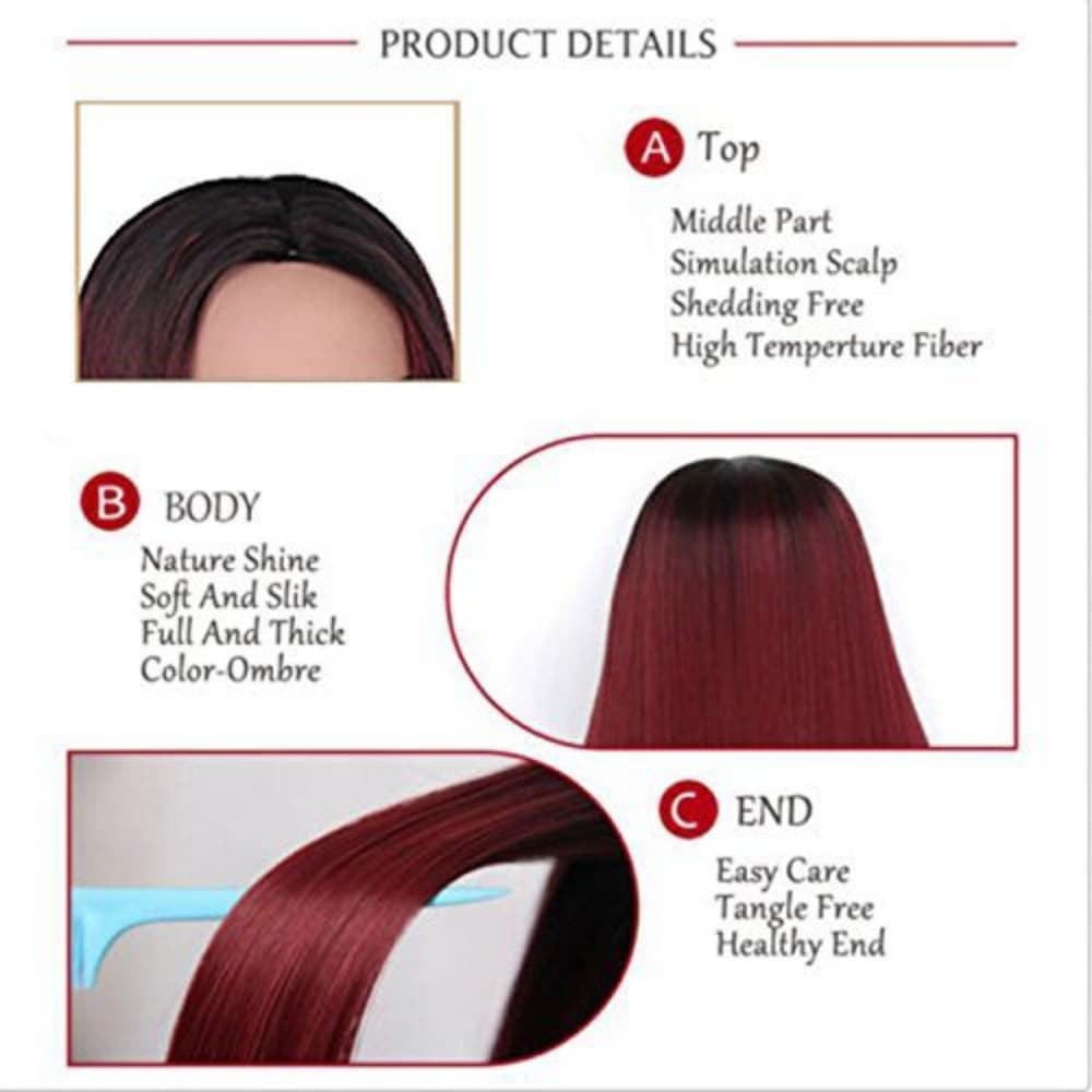 Ombre Red Full Wig - Thumbnail 5