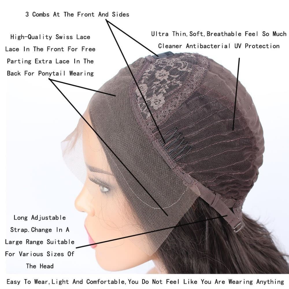 Black Brown Curly Lace Front Wig - Thumbnail 4