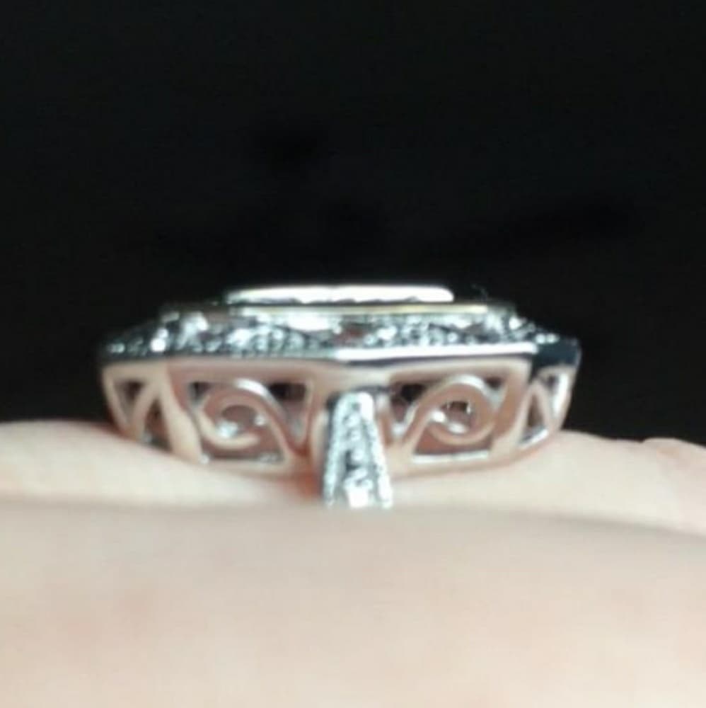 Sterling Silver 14k Yellow Gold Diamond Ring - Thumbnail 4