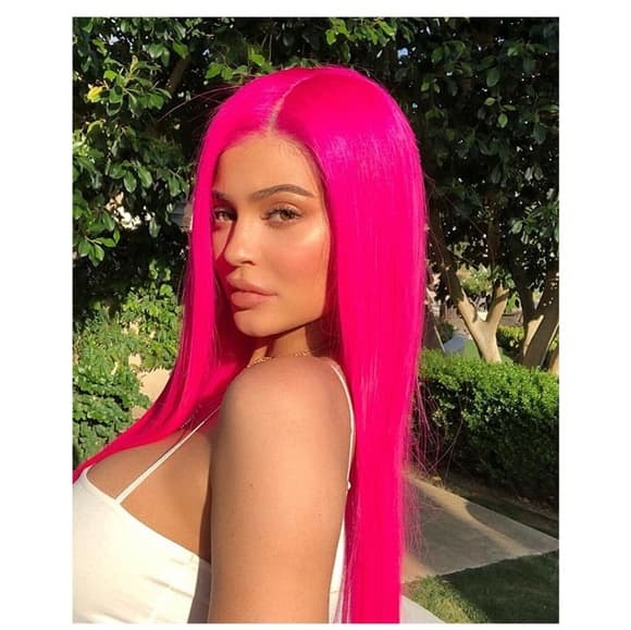 Dark Pink Human Hair Blend Lace Front Wig - Thumbnail 6
