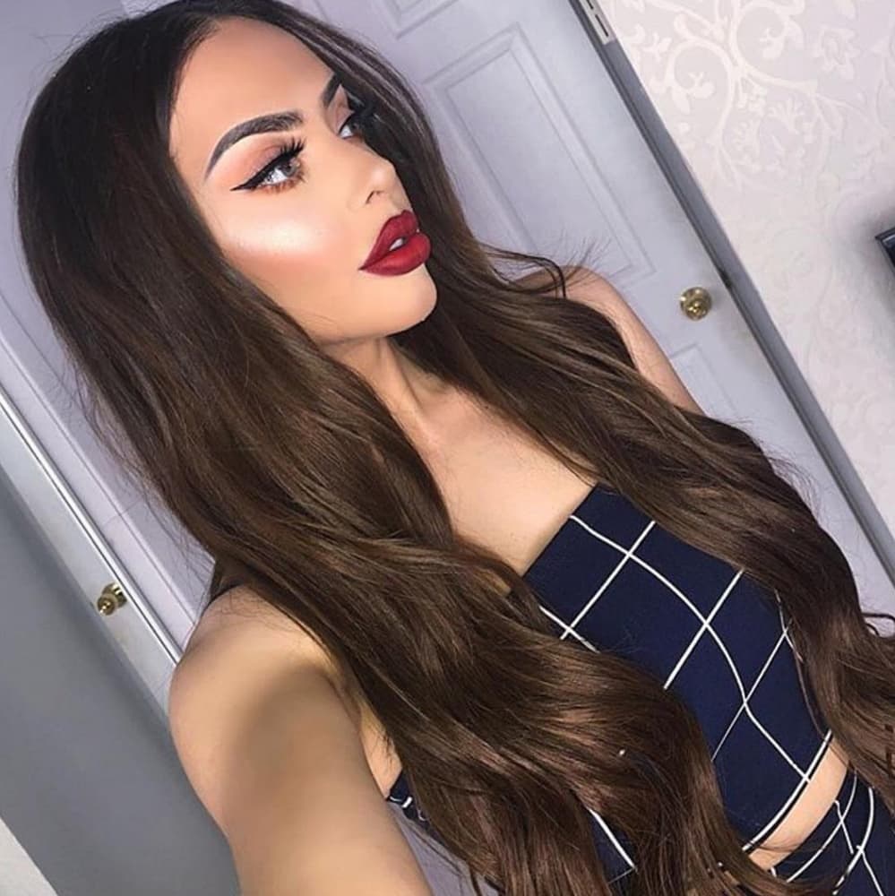 Brown Wavy Lace Front Wig - Thumbnail 7