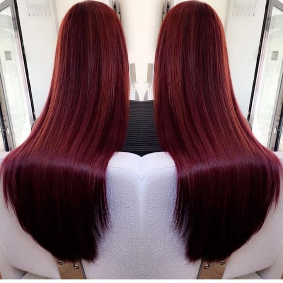 Reddish Burgundy Lace Front Wig - Thumbnail 2