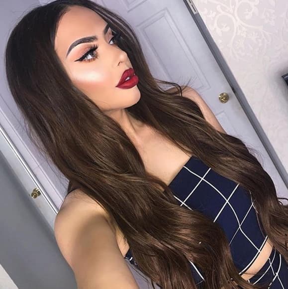 Brown Wavy Lace Front Wig - Thumbnail 8