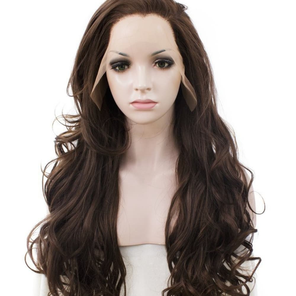 Brown Wavy Lace Front Wig - Thumbnail 5