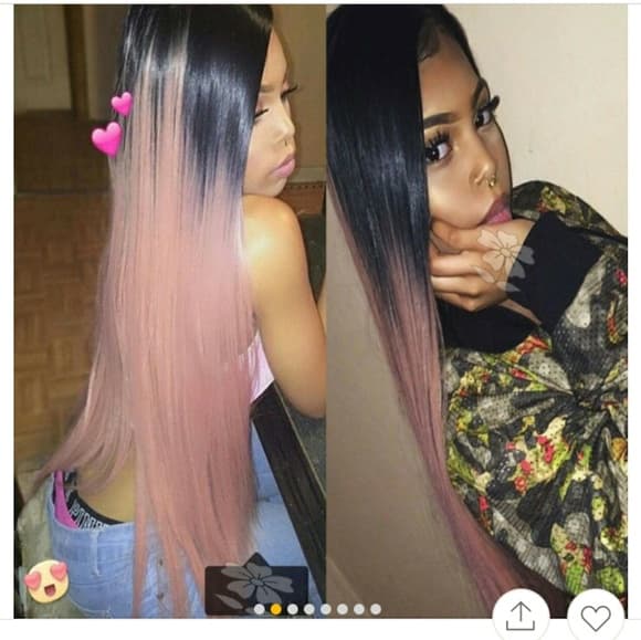 Ombre Pink Beauty Lace Front Wig - Thumbnail 8