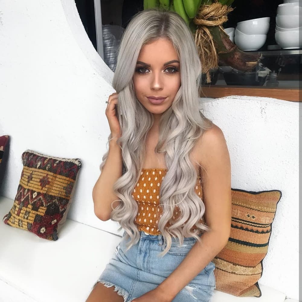 Gray Wavy Full Head Clip in Extension - Thumbnail 7