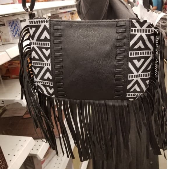 Beautiful White and Black Fringe Purse - Thumbnail 3