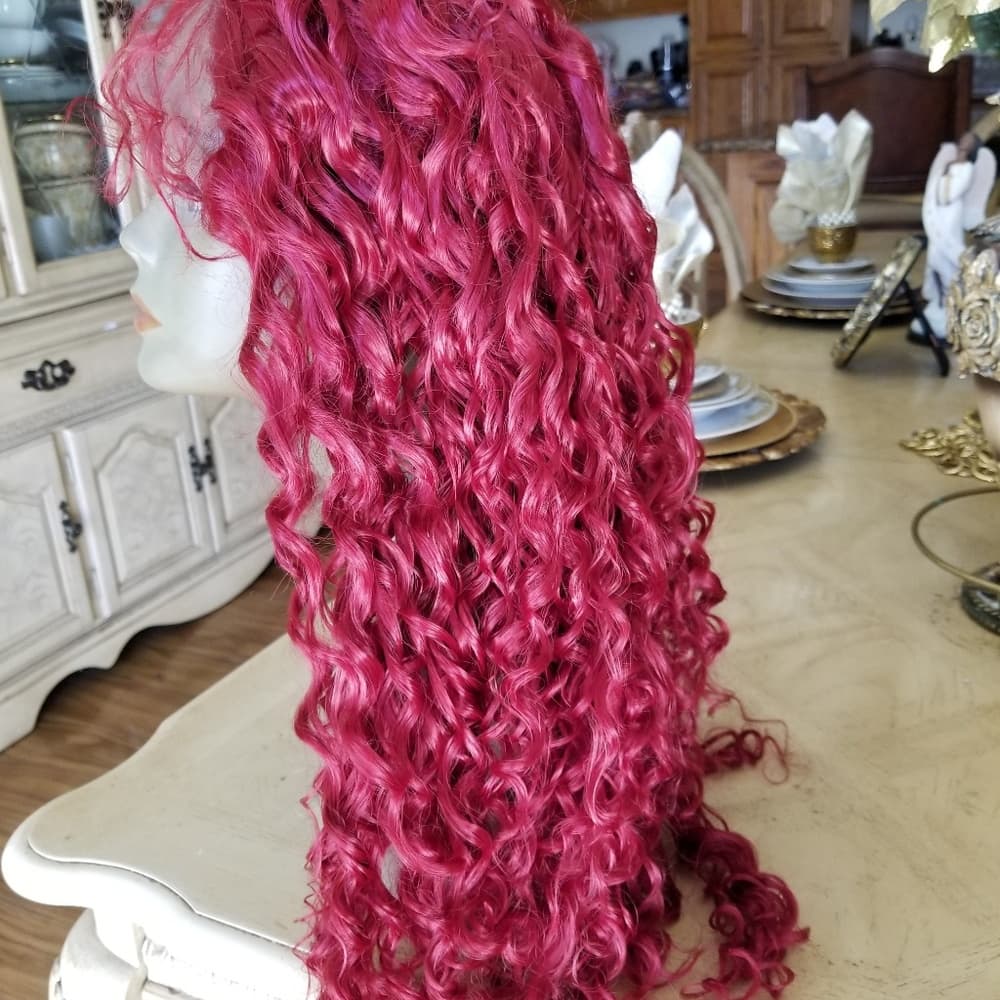 Burgundy Curly Beauty Lace Front Wig - Thumbnail 3