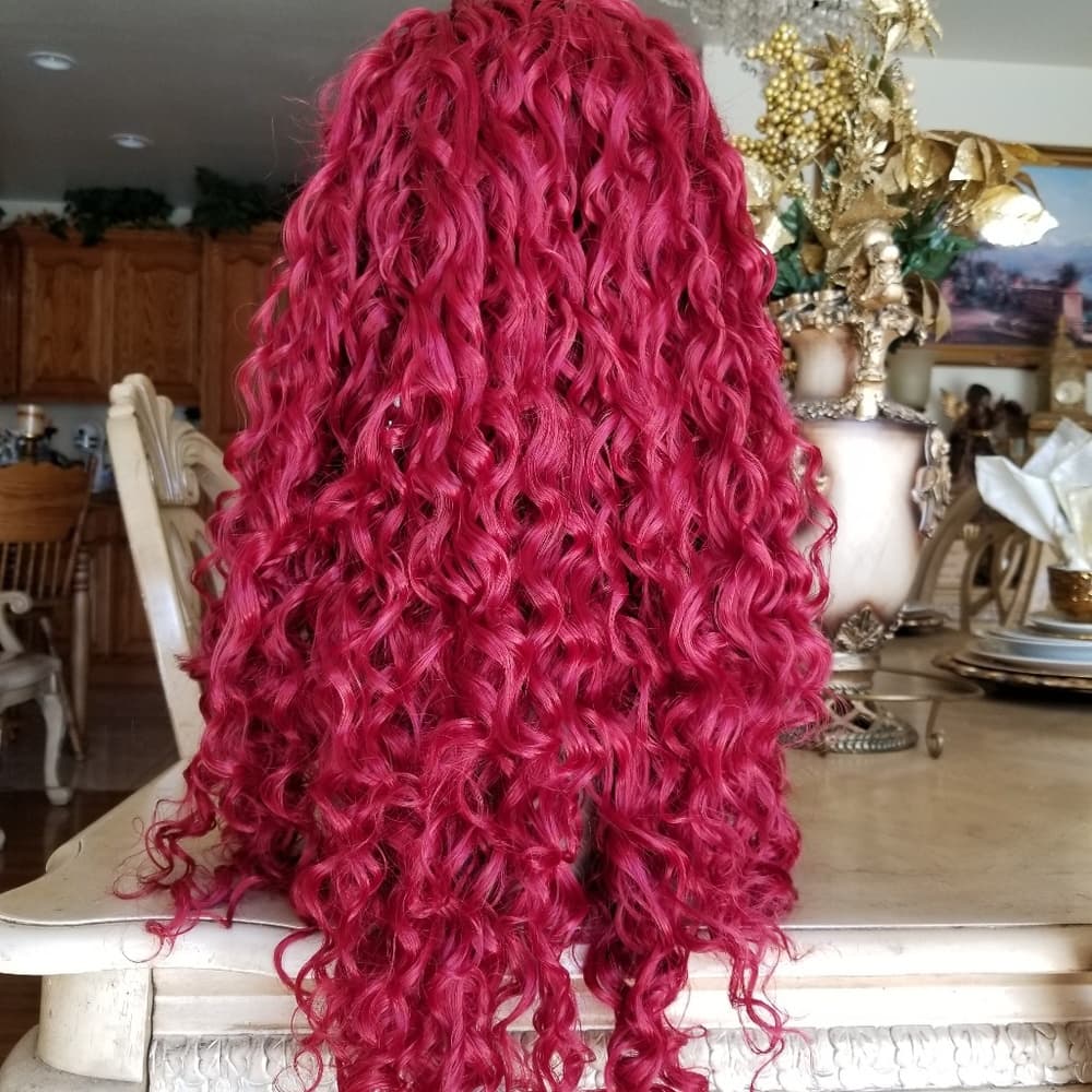 Burgundy Curly Beauty Lace Front Wig - Thumbnail 2