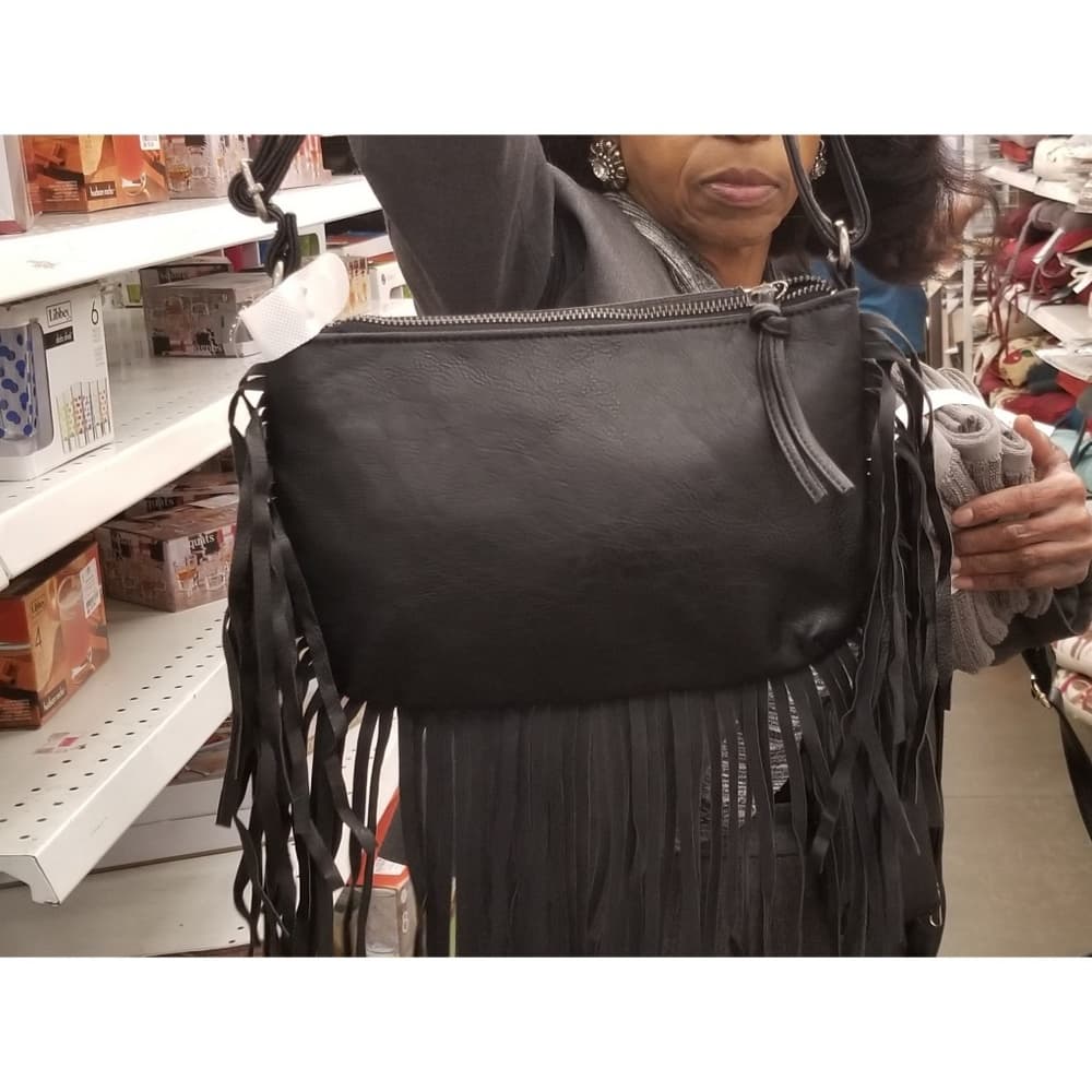 Beautiful White and Black Fringe Purse