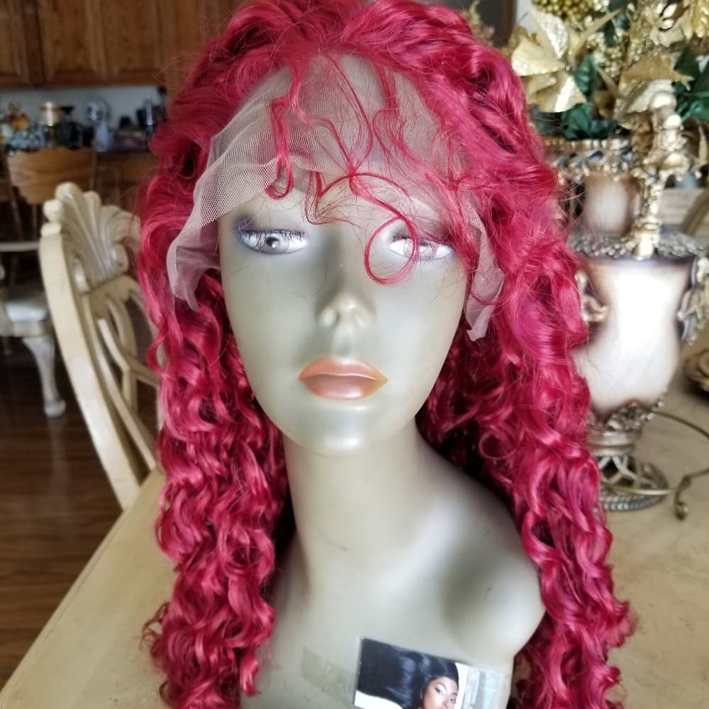 Burgundy Curly Beauty Lace Front Wig - Thumbnail 4