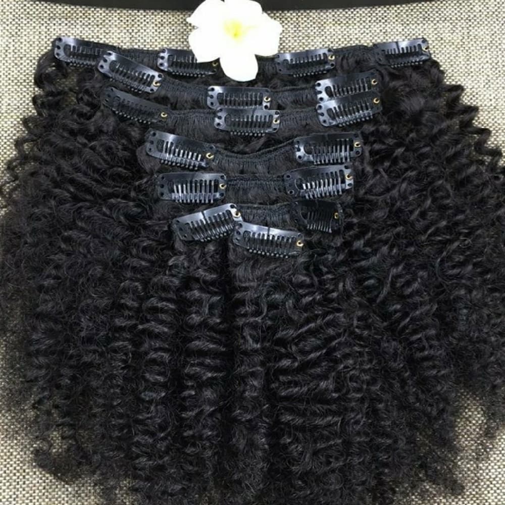 Afro Curly 14 inch Full Head Clip in Extension - Thumbnail 3