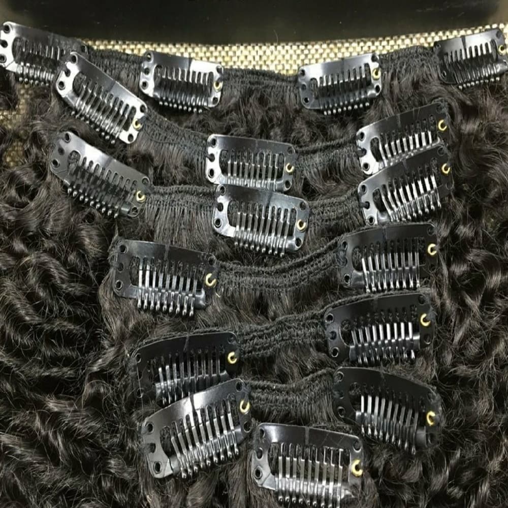 Afro Curly 14 inch Full Head Clip in Extension - Thumbnail 4