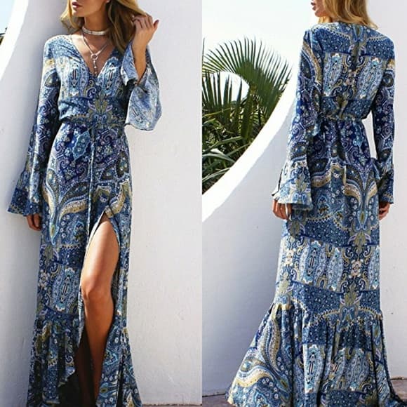 Blue Beauty Bohemian Dress - Thumbnail 9