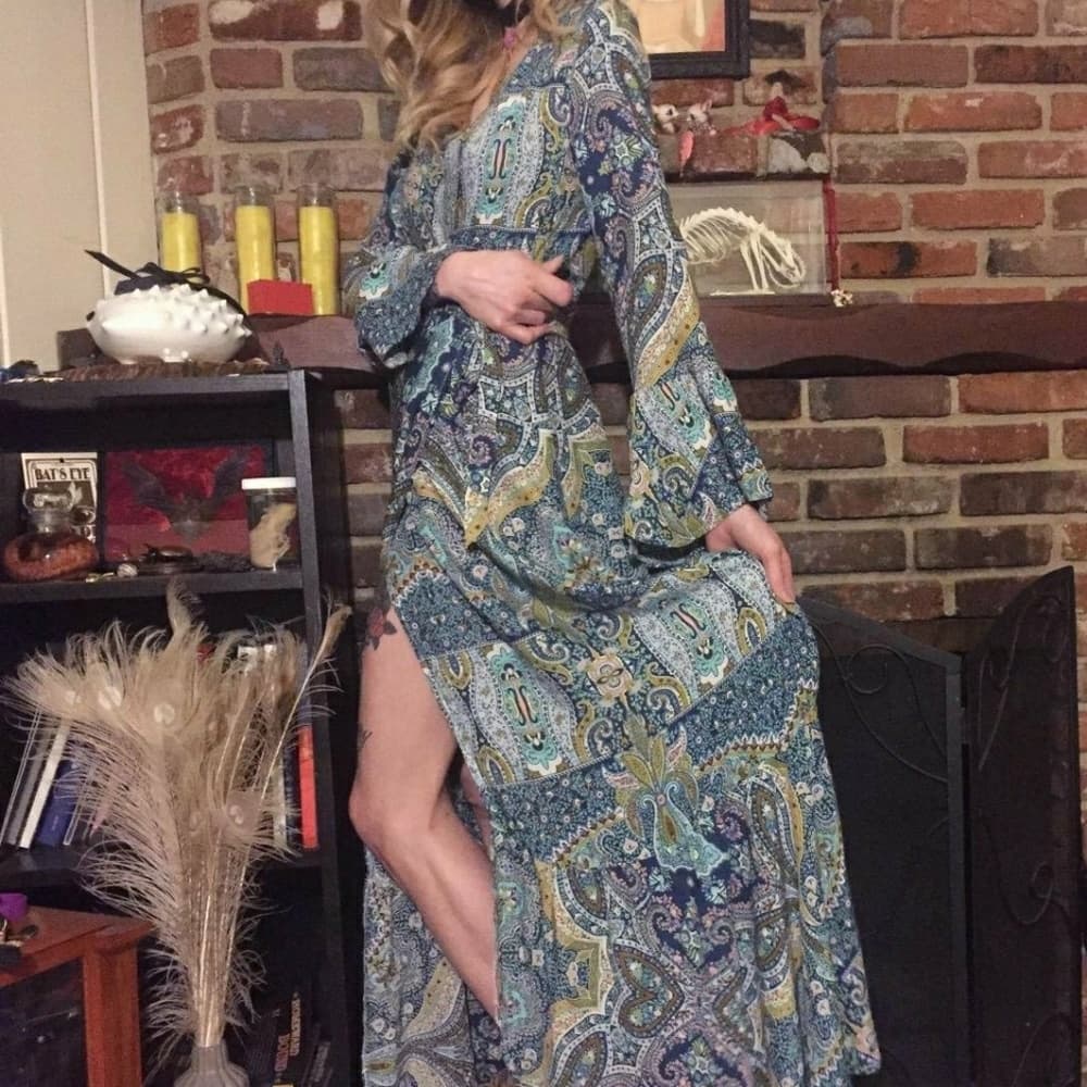 Blue Beauty Bohemian Dress - Thumbnail 6