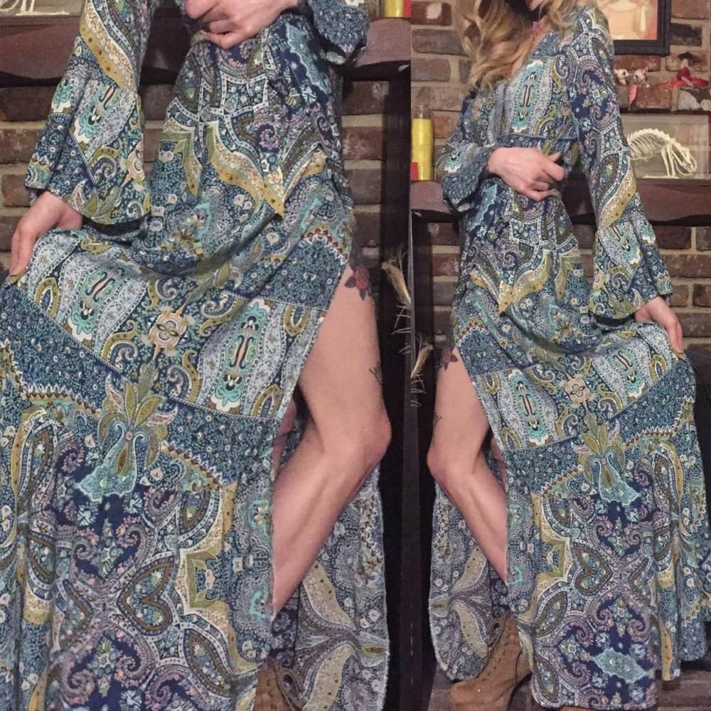 Blue Beauty Bohemian Dress - Thumbnail 7