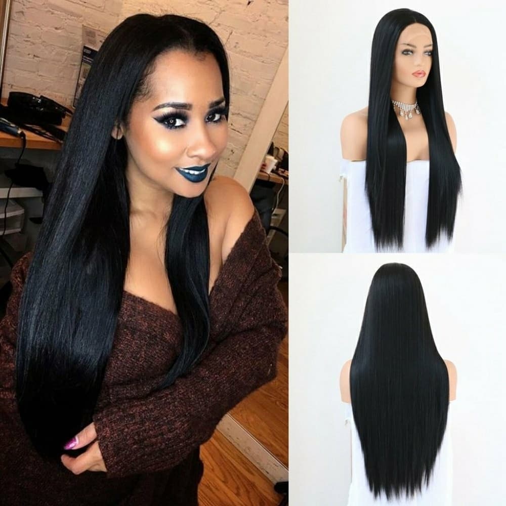 Black Straight Beauty LaceFront Wig - Thumbnail 4