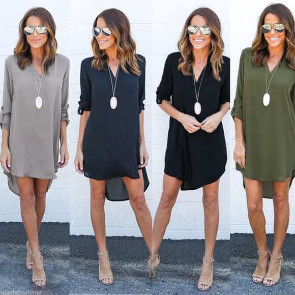 Mini Tunic Oversized Long Sleeve Dress - Thumbnail 7