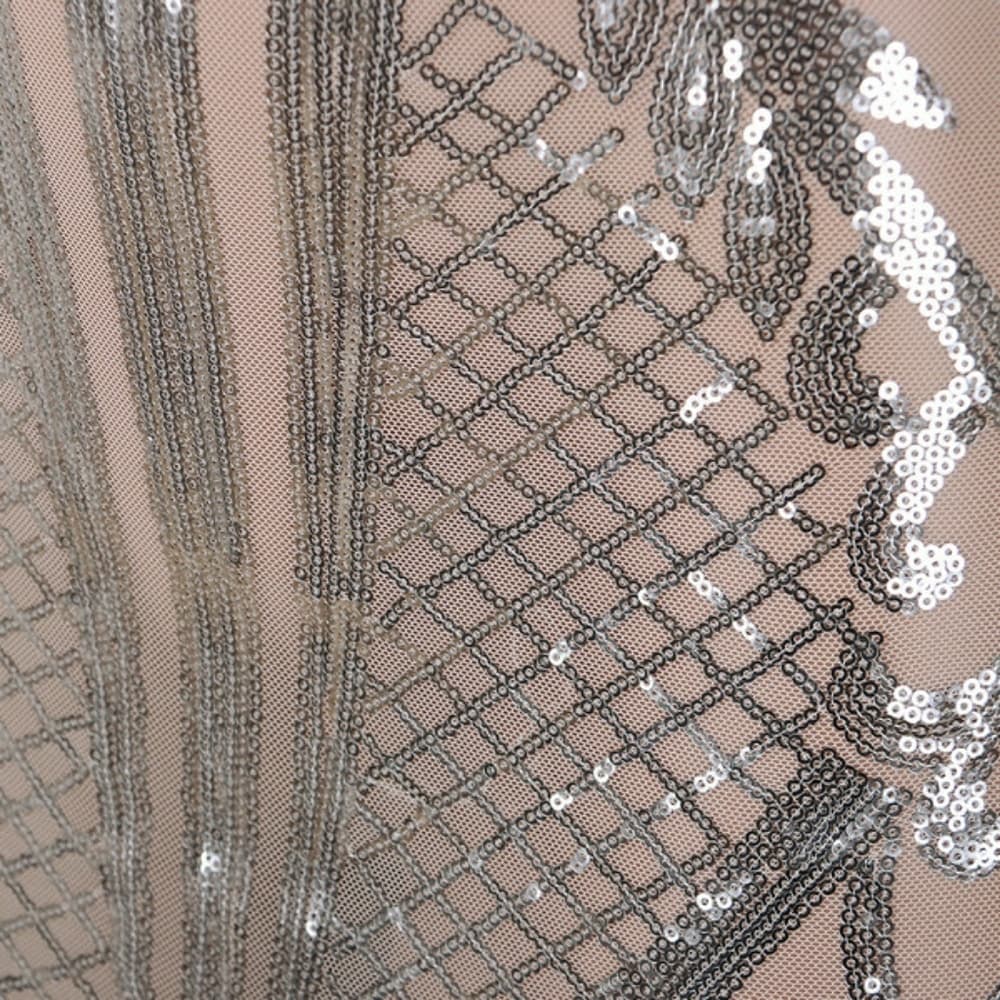Silver Perspective Sequined Wrap Dress - Thumbnail 2