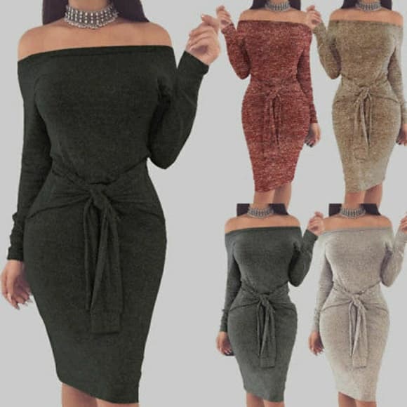 Sexy Long Sleeve Bodycon Dress - Thumbnail 4