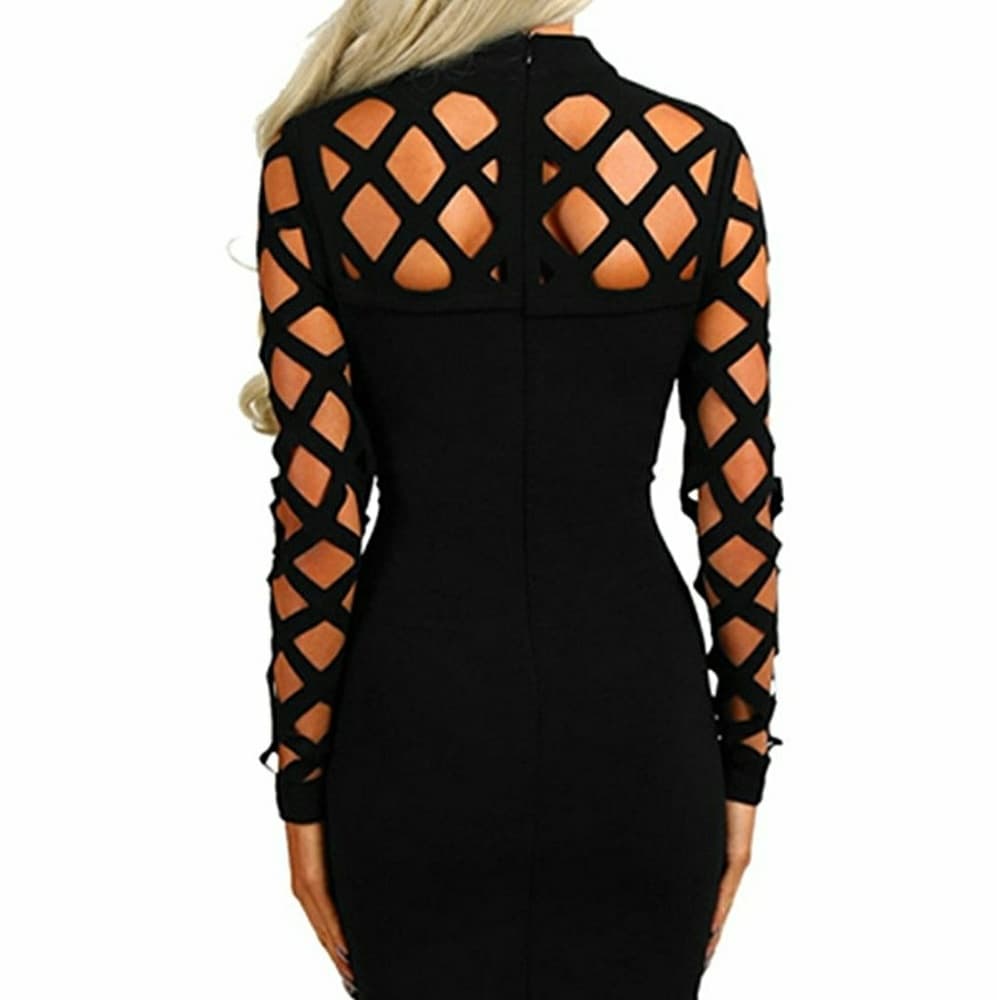 Beautiful Long Sleeve Hollow Out Dress - Thumbnail 5