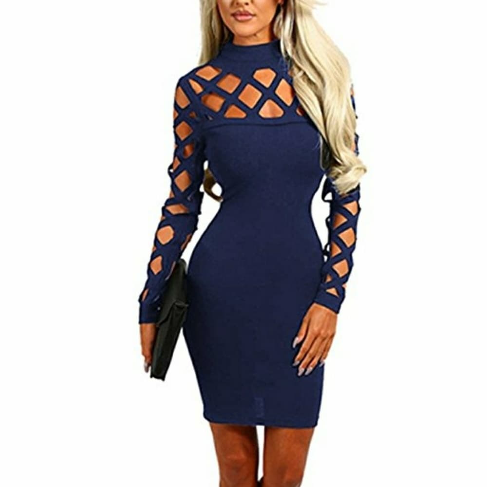 Beautiful Long Sleeve Hollow Out Dress - Thumbnail 6