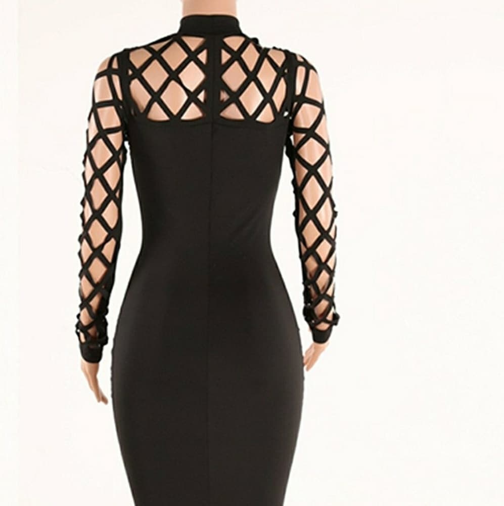 Beautiful Long Sleeve Hollow Out Dress - Thumbnail 4