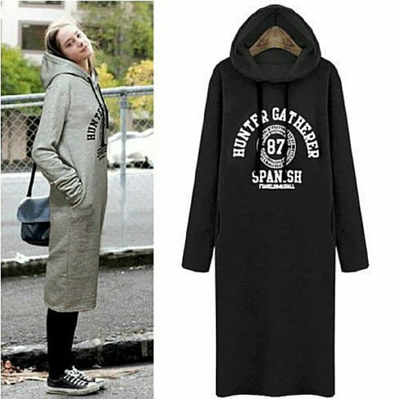 Sporty Letter Printing Long Sleeve Hooded Dress!! - Thumbnail 3