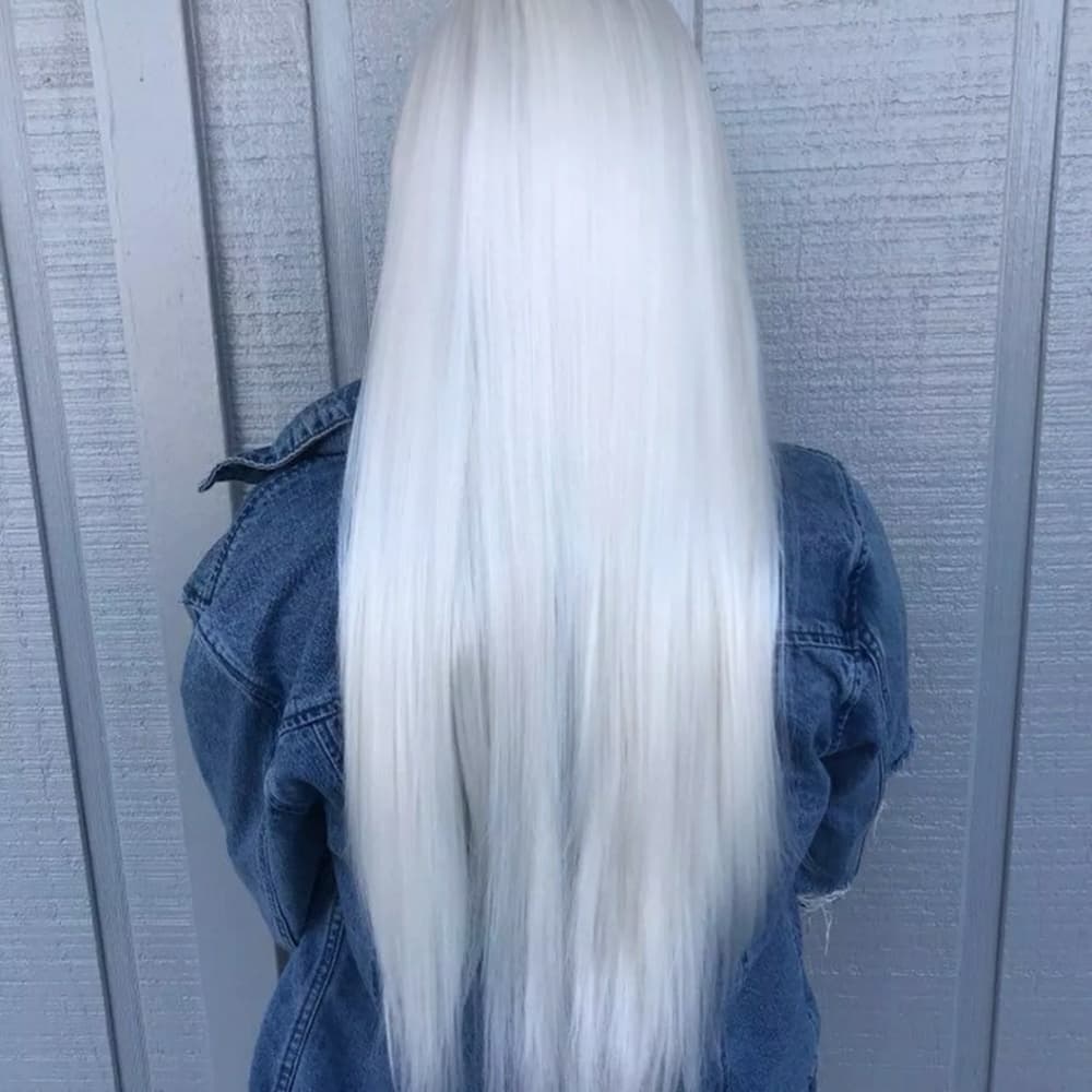 White Blonde Platinum Blonde Lace Front Wig - Thumbnail 3