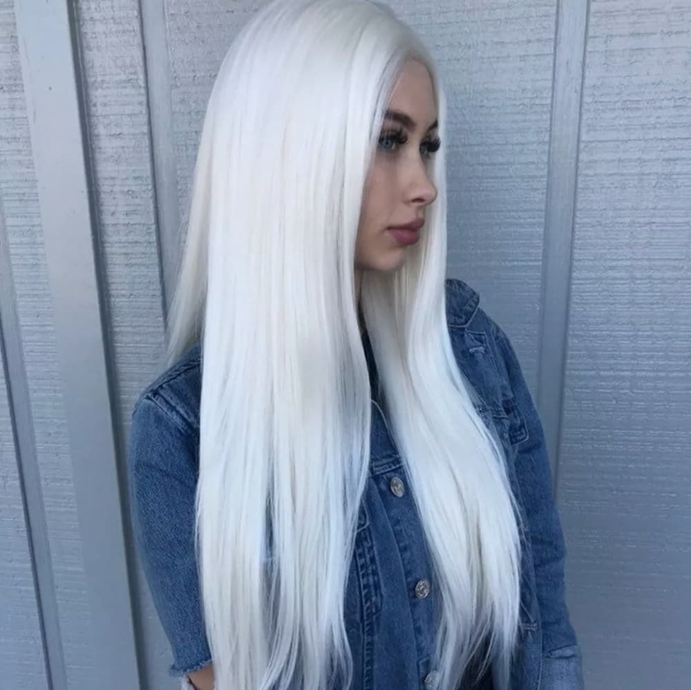 White Blonde Platinum Blonde Lace Front Wig - Thumbnail 2