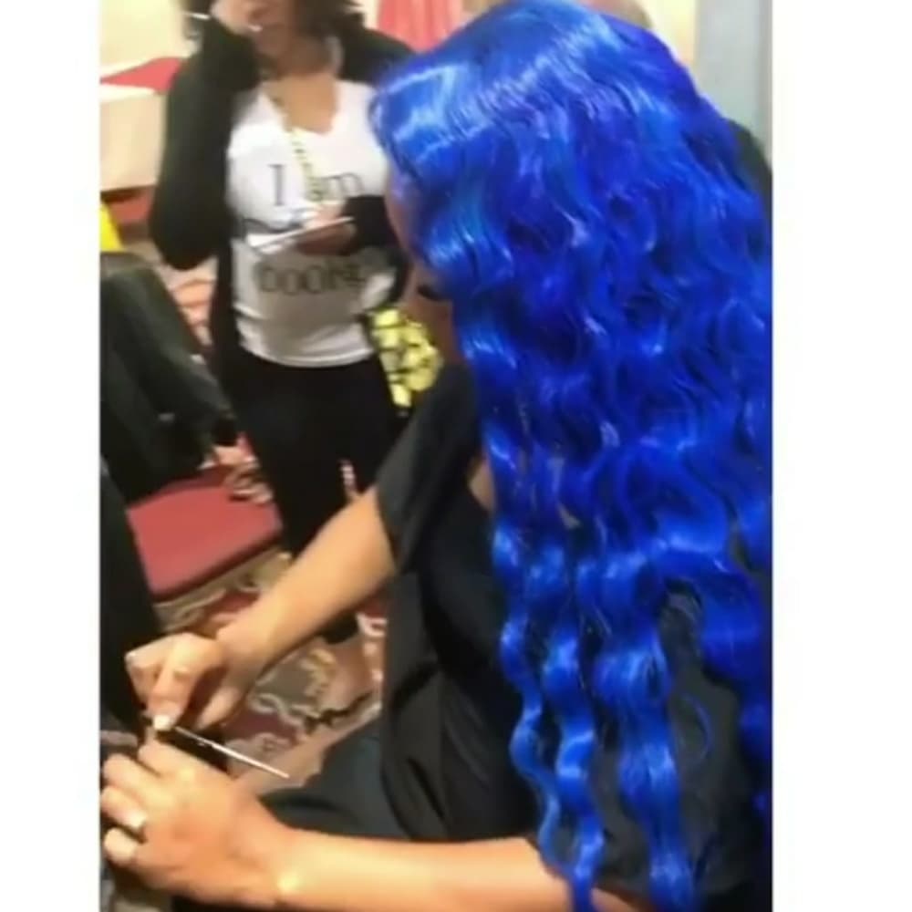 Blue Curly Lace front Wig - Thumbnail 2