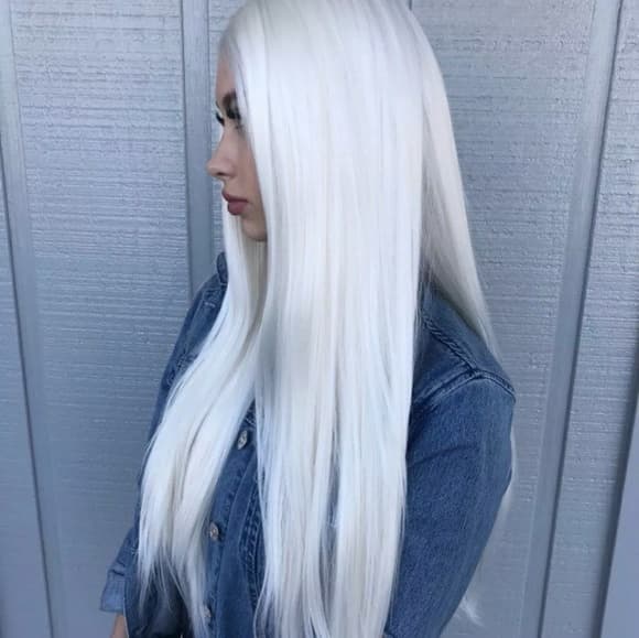 White Blonde Platinum Blonde Lace Front Wig - Thumbnail 5