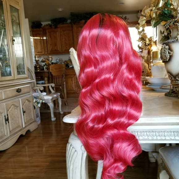 Ombre Black Red Wig - Thumbnail 9