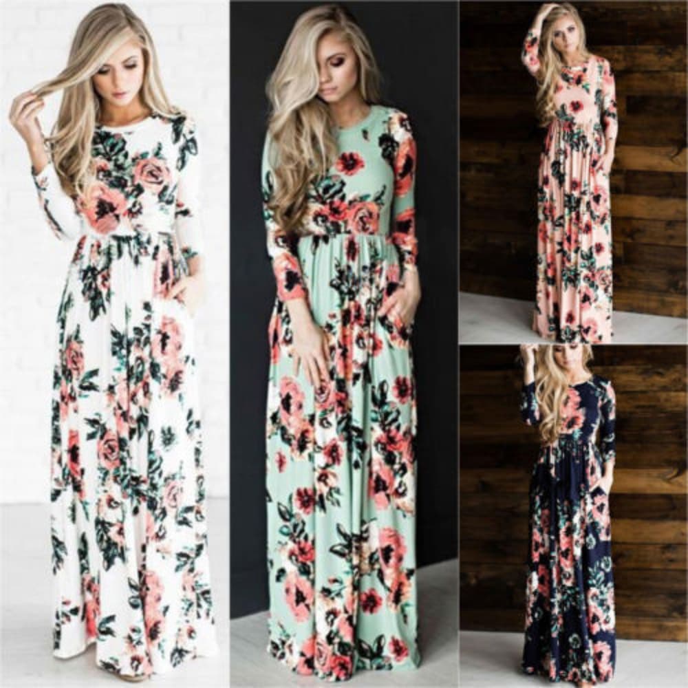 Floral Beauty Boho Long Sleeve Dress - Thumbnail 7