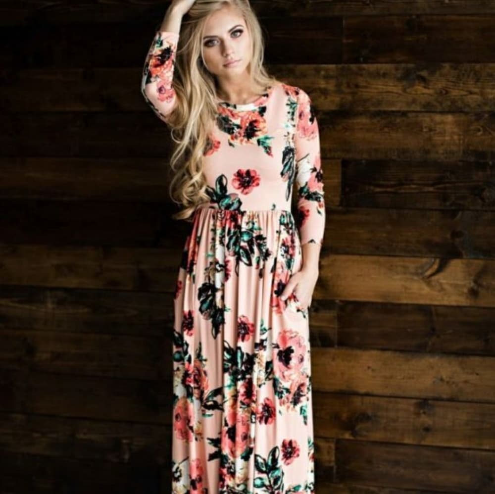 Floral Beauty Boho Long Sleeve Dress - Thumbnail 6