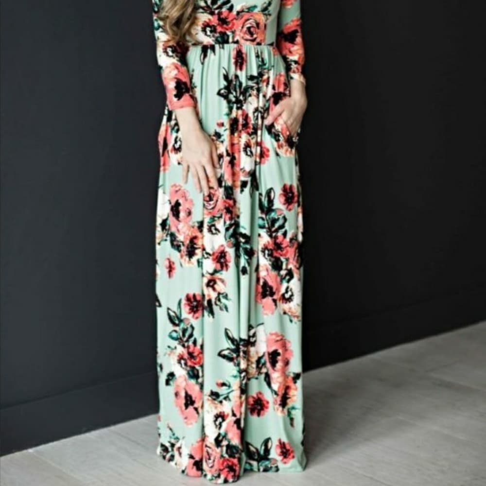Floral Beauty Boho Long Sleeve Dress - Thumbnail 5